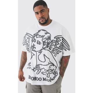 Mens Plus Renaissance Flock Graphic T-shirt In White