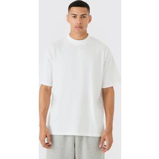 Mens White Basic Oversized Extended Neck T-Shirt
