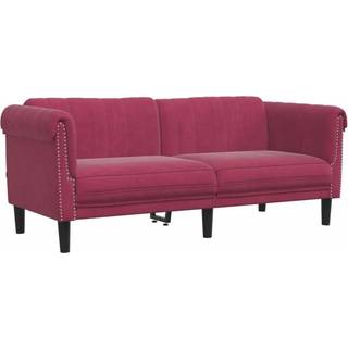2-personers sofa velour vinrød