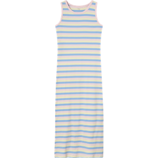 Name It Pastel Yellow Stribet Maxi Kjole - Str. 14y 164cm