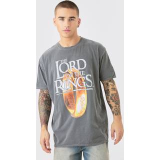 Mens Charcoal Oversized Lord Of The Rings Wash License T-shirt