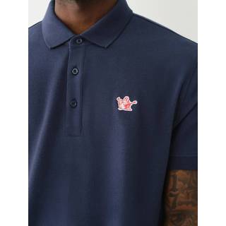 True Religion Buddha Patch Polo T Shirt Navy