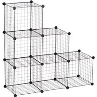HOMCOM Interlocking 6 Cube Metal Wire Storage Rack, DIY Cabinet for Living Room, Display Shelves, Black Aosom UK