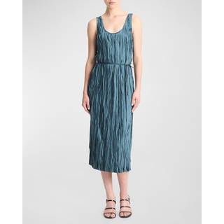 Vince Pleated satin midi dress - blue - L