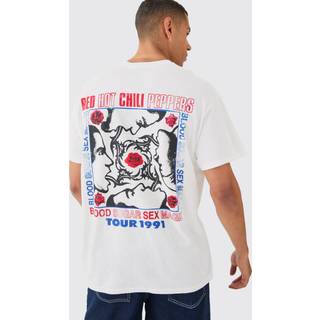 Mens White Oversized Red Hot Chili Peppers License T-shirt