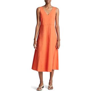 Vince Linen-blend midi dress - orange - S