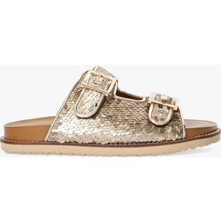 Dune London Dune London Gold Lequin Double Buckle Footbed Sandals