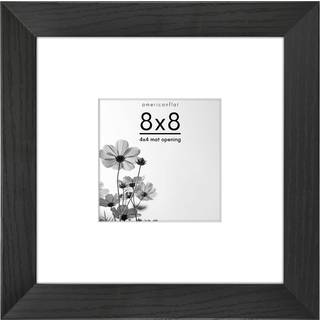 AmericanFlat 8x8 Billedramme i sort - Brug som 4x4 -billedramme med Mat eller 8x8 ramme uden Mat - Bred Frame Shatters Resistent Glass -indbygget