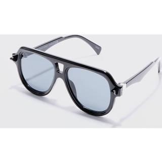Mens Plastic Aviator Sunglasses In Black