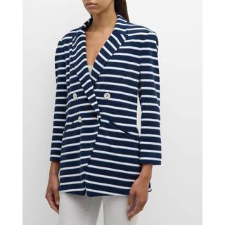 Veronica Beard Ortiz striped cotton-blend terry blazer - blue - S