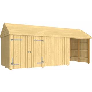 PLUS Classic Multi havehus i 3 moduler med dobbeltdør og åben/lukket front, natur/nåletræ - 14,5 m²