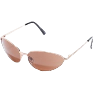 Mens Angled Metal Sunglasses With Brown Lens In Gold