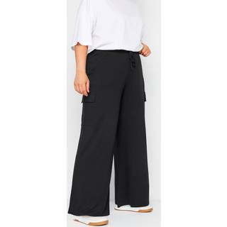 Yours Curve Yours Curve Black Jersey Wide Leg Cargo Trousers