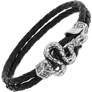 trendor 75800 Leder-Armband für Männer Schwarz Schlange