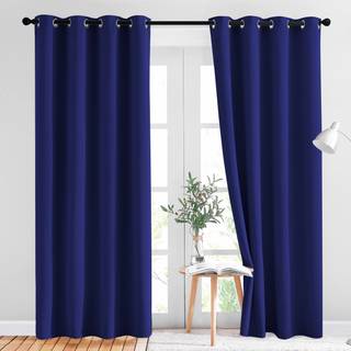 Nicetown Blackout Curtain Panels 84 - Window Treatment Energy Saving Thermal Isolated Solid Grommet Blackout Drapes To Living Room (Navy Blue 1 P
