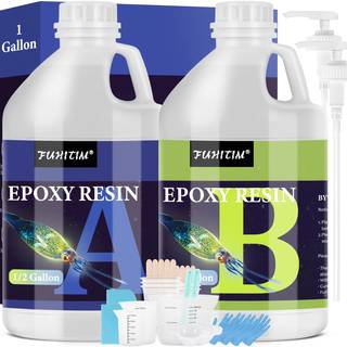 Epoxyharpiks 1 gallon - Crystal Clear Epoxy Resin Kit - Selvniveau H?jglansformet ingen gulfarvning Ingen bobler,