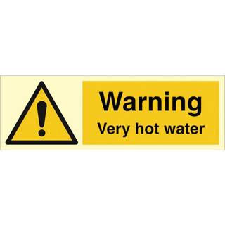 Warning - Very hot water - Efterlysende plast HI150 - 100 x 300 mm