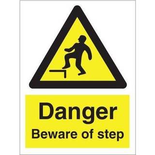 Danger Beware of step - Efterlysende Vinyl HI150 - 200 x 150 mm