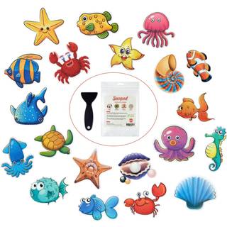 Secopad non slip badekarkeringsmærker 20 store havklæbende børn anti slip -mærkattråde til bruser og badekar med premium skraber hvert design omk