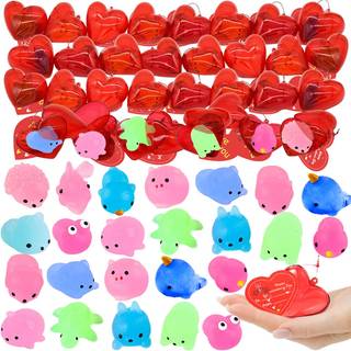 28 PAKK VALENTINER DAG KORTER MED KAWAII MOCHI Squishies Toys Glow in the Dark Cute Mini Squishies Stresslindring Legetøj Valentines Exchange Gav