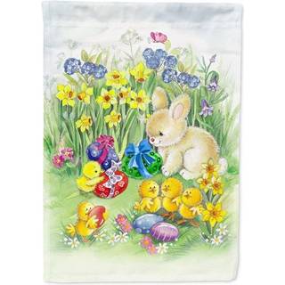 """" Caroline's Treasures APH7091GF Havestørrelse påskekyllinger og bunny flag lille flerfarvet """"