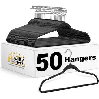 Kvalitetsbøjler 50 Pack Slim Plastic -bøjler til tøj - tunge ikke -fløjlsbøjler med 360? Swivel Chrome Hook & Non Slip Notches - Ideel til kjoler