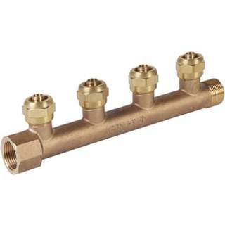 Fordelerrør Rødgods 3/4"x1/2" 4vejs m/kobsæt t/15mm