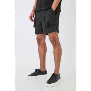 Mens Black Technical Stretch Smart Pleat Short