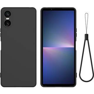Sony Xperia 10 VI Liquid Silikone Cover med Strop - Sort