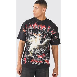 Mens Black Oversized Official Over Seams Graphic T-shirt