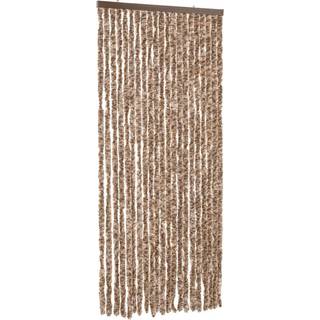 Flueforhæng Chenille Beige Og Mørkebrun - 100 x 200 cm