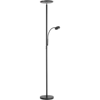 Hans LED-gulvlampe med læselampe, rund, sort