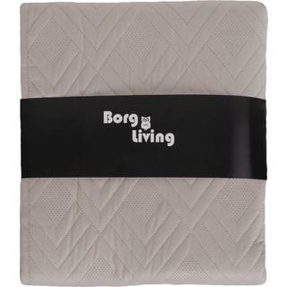 Sengetæppe - 260X240 cm - Vendbart sandfarvet og hvidt - Tæppe til dobbeltseng