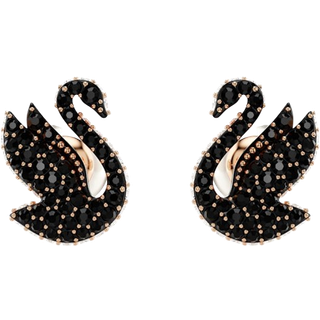 Swan Ohrstecker, Kristallperle, Schwan, Schwarz, Roségold-Legierungsschicht