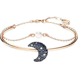 Swarovski Luna Rose-Gold Moon Bangle - Blue - Adjustable