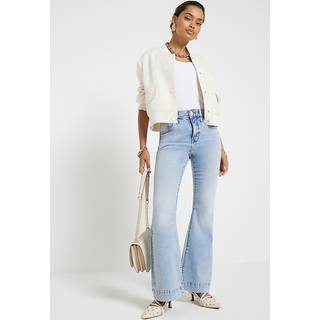 River Island River Island Light Blue 3 Petite High Rise Tummy Hold Flare Jeans