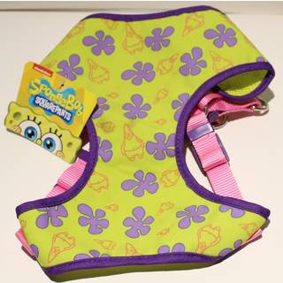SpongeBob Squarepants til kæledyr Patrick Dog Harness For Medium Dogs No Pull Dog Harness Vest With Green Body Purple Flowers and Pink Stropp