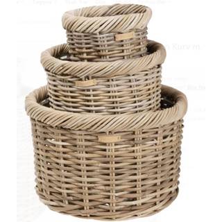 Kurv i rattan - Rund med kraftig kant - Skinbjerg - 45x30 cm