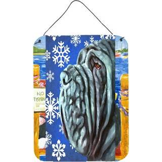 """" Caroline's Treasures LH9582DS1216 Neapolitan Mastiff Winter Snowflakes Holiday Wall eller Door Hanging Prints 16 X 12 """" ""Multicolor"" ""