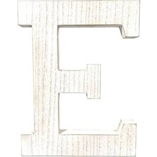 16 """" Estruerad vit tvätt av trä initial bokstav E -skulptur