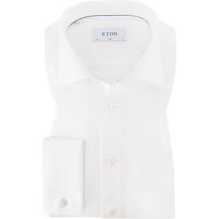 Eton Slim Fit Twill Double Cuff Shirt White