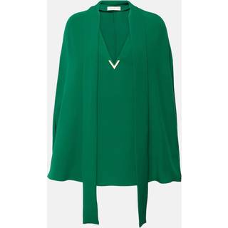 Valentino Caped tie-neck silk blouse - green - XXS