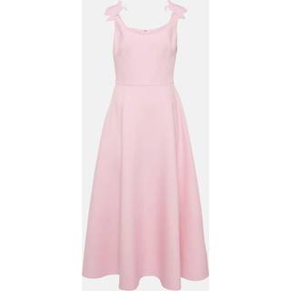 Valentino Floral-appliquÃ© wool and silk midi dress - pink - XL+