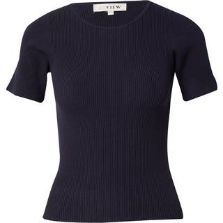 A-View - Rib Knit Short Sleeve Top - 699 Navy