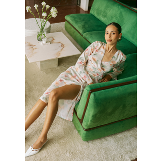 Drawstring L/S Midi Dress