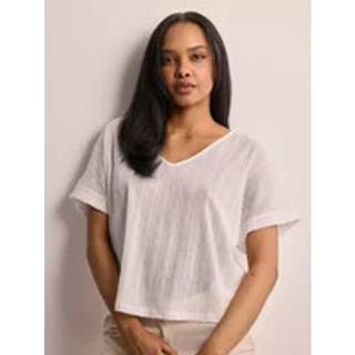 Pieces - Hvid - Pcafie Ss Reversible Lace Top Sww - X-Small