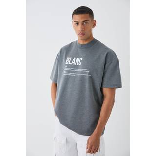 Mens Grey Oversized Rubber Print Heavyweight T-shirt