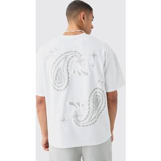 Mens White Oversized Heavyweight Paisley Applique T-shirt