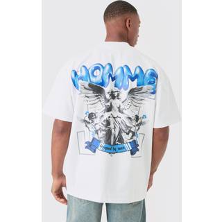 Mens White Oversized Heavyweight Jersey Homme Graphic T-shirt