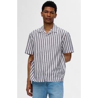 Selected Relax New Linen Shirt SS Resort Sky Captain Stripe